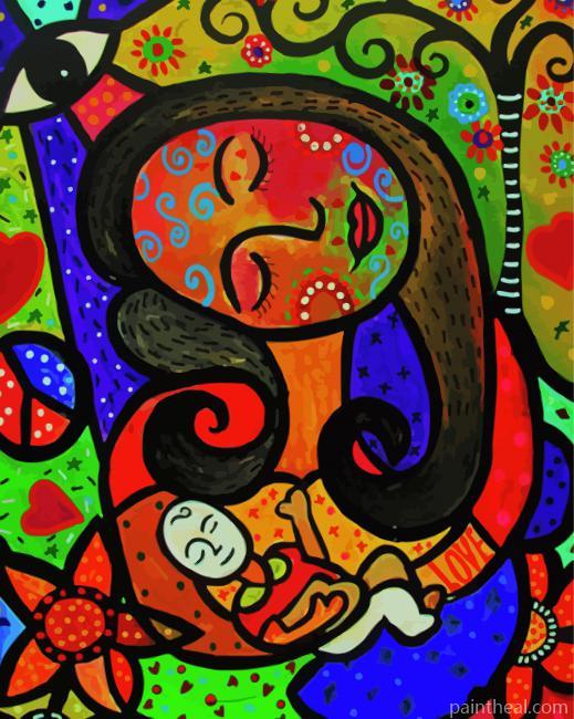 Abstract Mexican Mother And Baby Painting By Numbers Kits