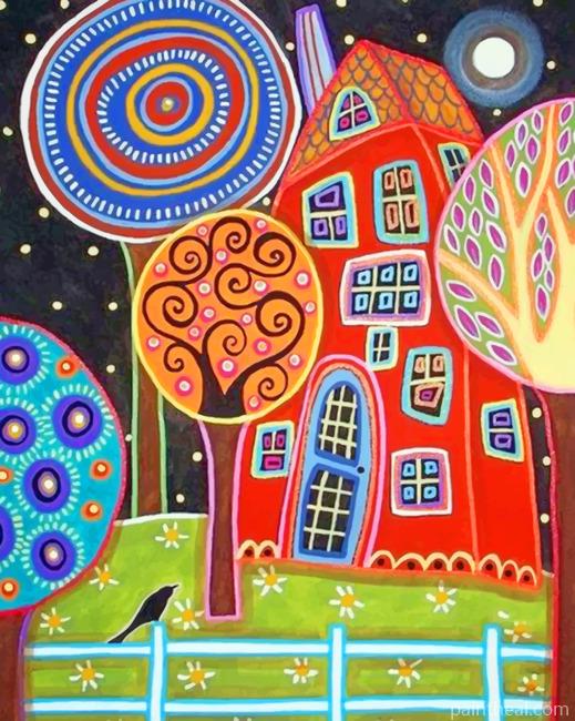 Colorful Houses Art Painting By Numbers Kits