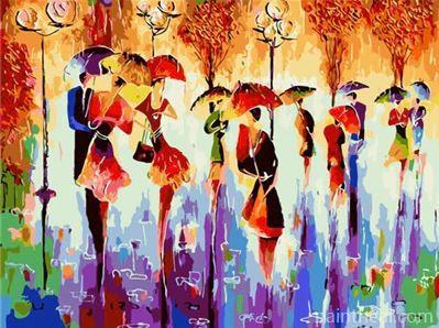 Abstract Walkers on Rain Painting By Numbers Kits