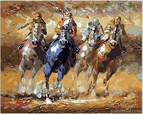 Four Horses Animals Painting By Numbers Kits