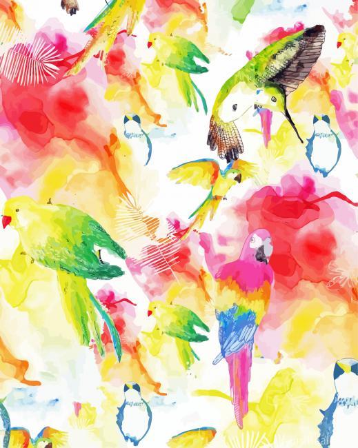 Abstract Tropical Birds Painting By Numbers Kits