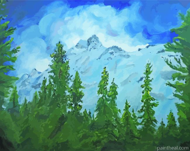 Abstract Evergreen Trees Painting By Numbers Kits