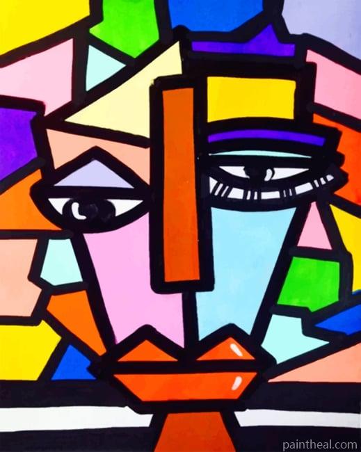 Colorful Weird Face Abstract Painting By Numbers Kits
