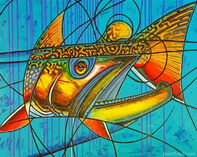 Abstract Brook Trout Fish Painting By Numbers Kits