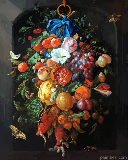 Festoon Of Fruit And Flowers Painting By Numbers Kits
