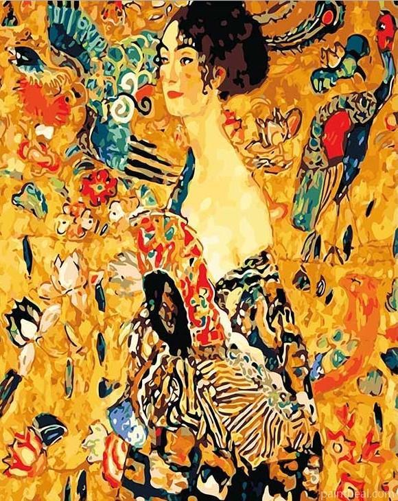 Lady With Fan Gustav Klimt Abstract Painting By Numbers Kits