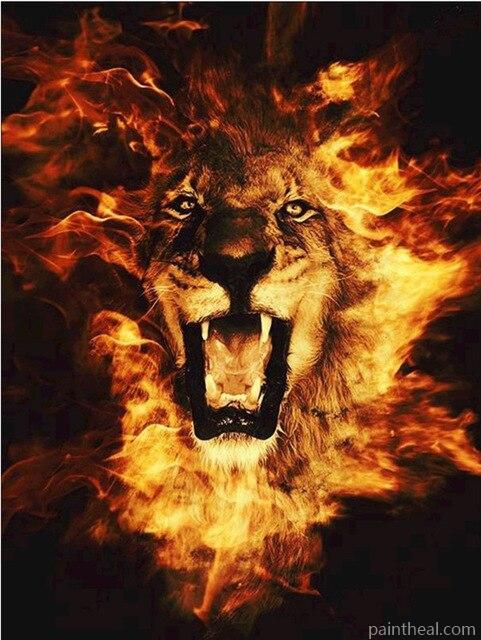 Lion of Fire Animals Painting By Numbers Kits