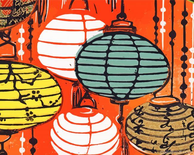 Abstract Vietnamese Lanterns Painting By Numbers Kits