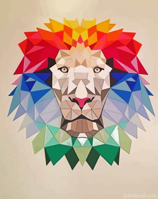 Aesthetic Lion With Triangles Painting By Numbers Kits