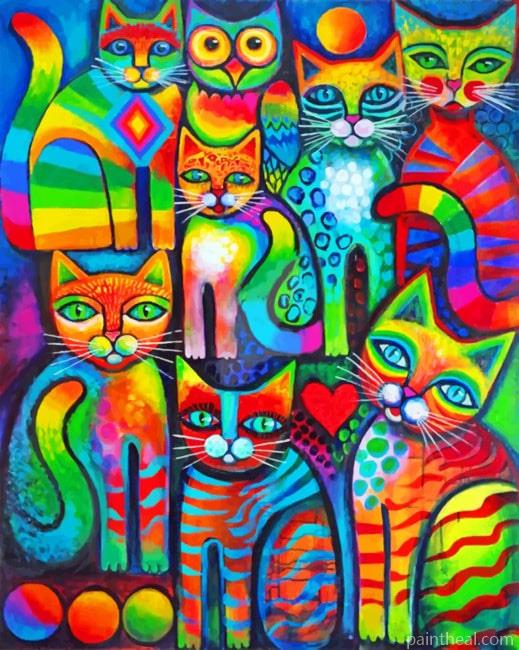 Abstract Cats Animals Painting By Numbers Kits