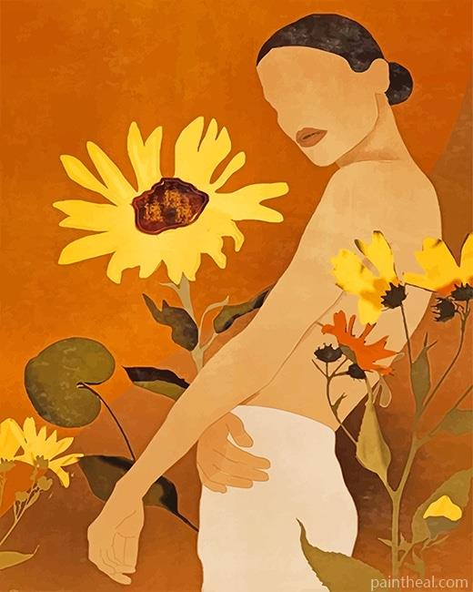 Abstract Art Sunflower Woman NEW Painting By Numbers Kits