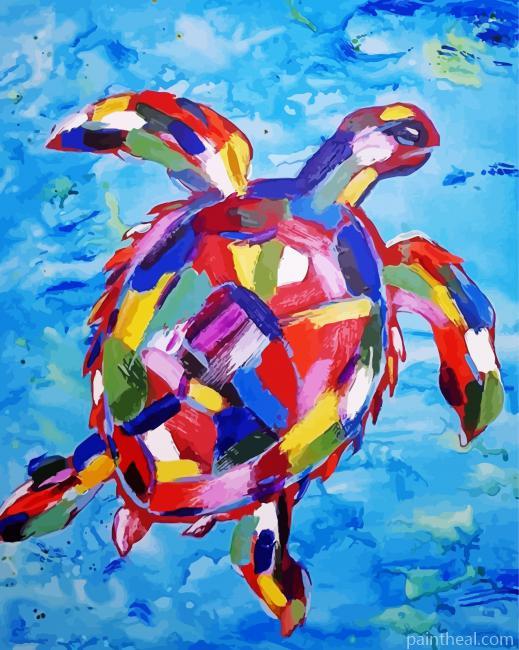 Colorful Abstract Turtle Painting By Numbers Kits
