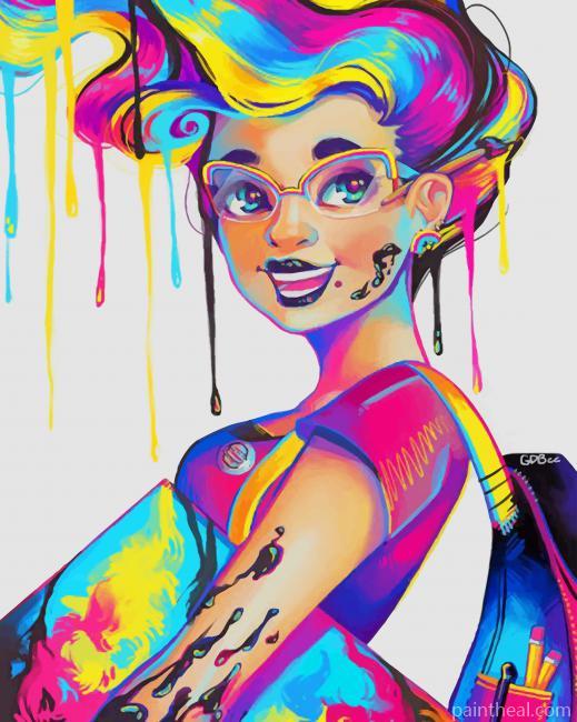 Colorful Splatter Girl NEW Painting By Numbers Kits