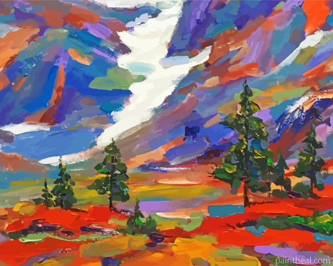 Abstract Autumn Mountain Painting By Numbers Kits
