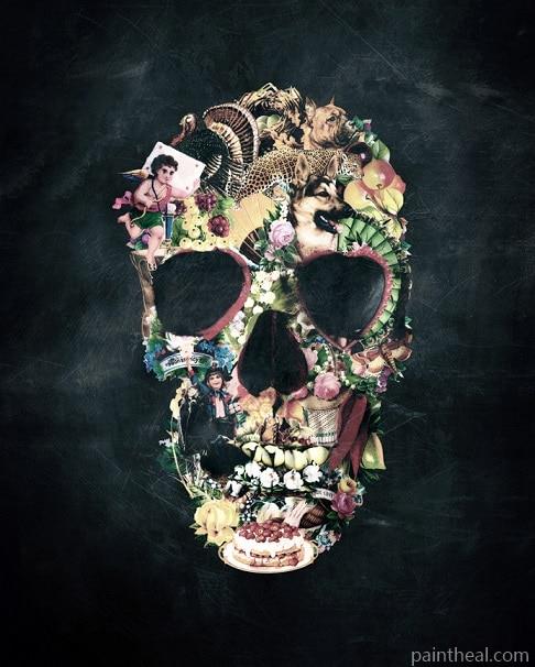 Vintage Skull Abstract Painting By Numbers Kits