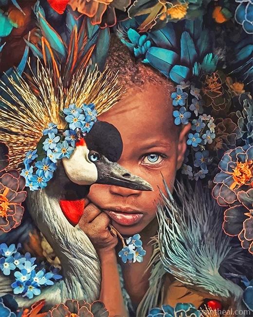 Peacock African Boy NEW Painting By Numbers Kits
