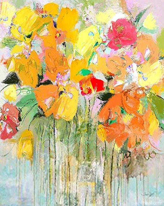 Abstract Flowers Art Painting By Numbers Kits