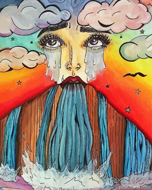 Abstract Waterfall Girl Painting By Numbers Kits