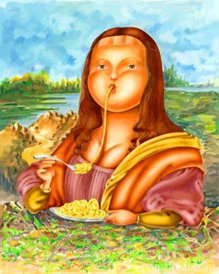 Fat Mona Lisa Eating Pasta- Painting By Numbers Kits
