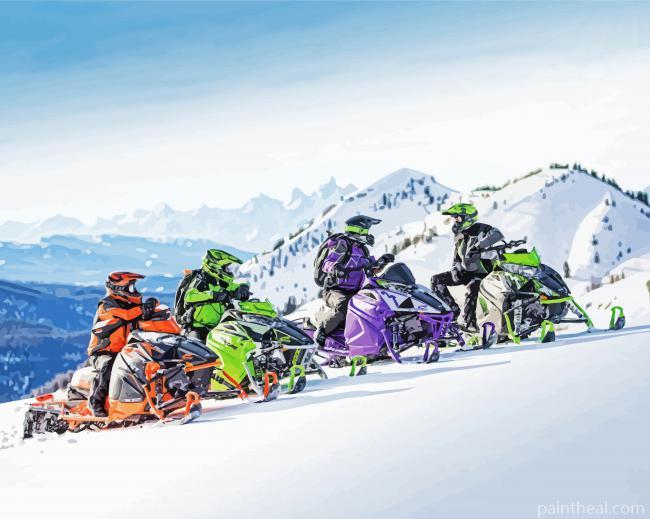 Snowmobile Riders Painting By Numbers Kits