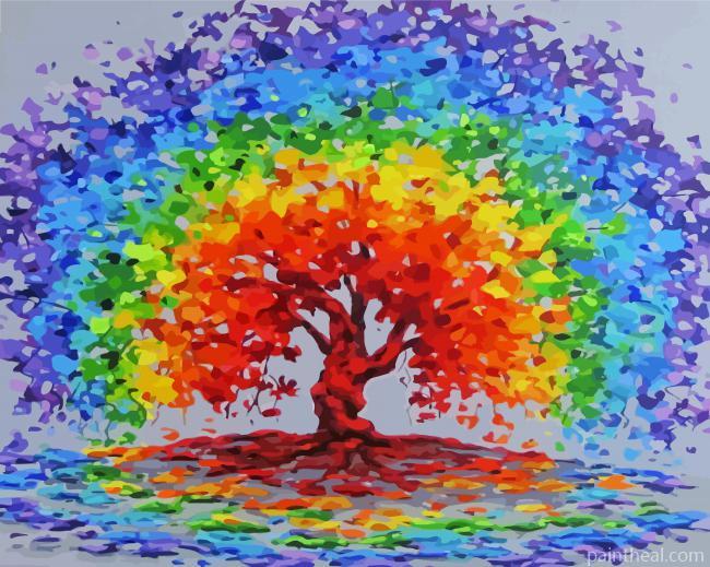Rainbow Tree Illustration Painting By Numbers Kits