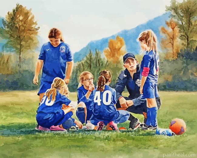 Abstract Girls Soccer Painting By Numbers Kits