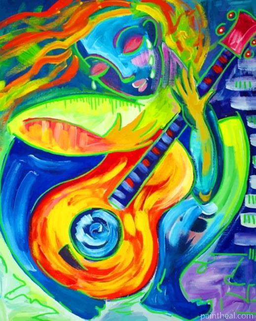 Abstract Guitar Player Painting By Numbers Kits