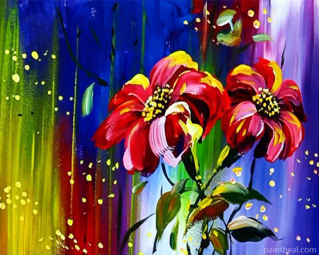 Abstract Red Flowers Painting By Numbers Kits