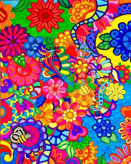 Abstact Colorful Flowers Painting By Numbers Kits