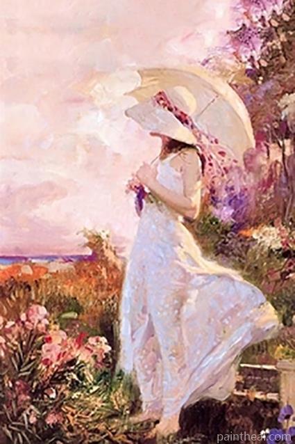 Women With Parasol Painting By Numbers Kits