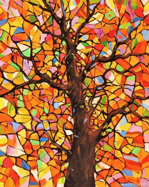 Colorful Abstract Tree Art Painting By Numbers Kits
