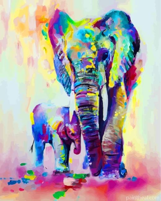 Colorful Elephants Art Painting By Numbers Kits