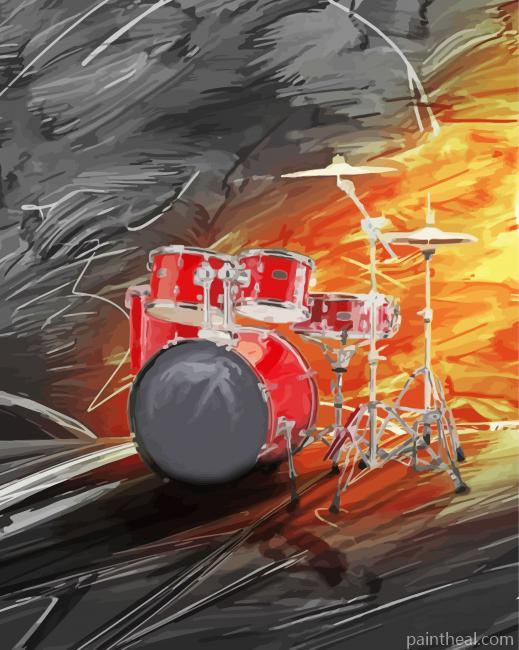 Red Drumkit Painting By Numbers Kits