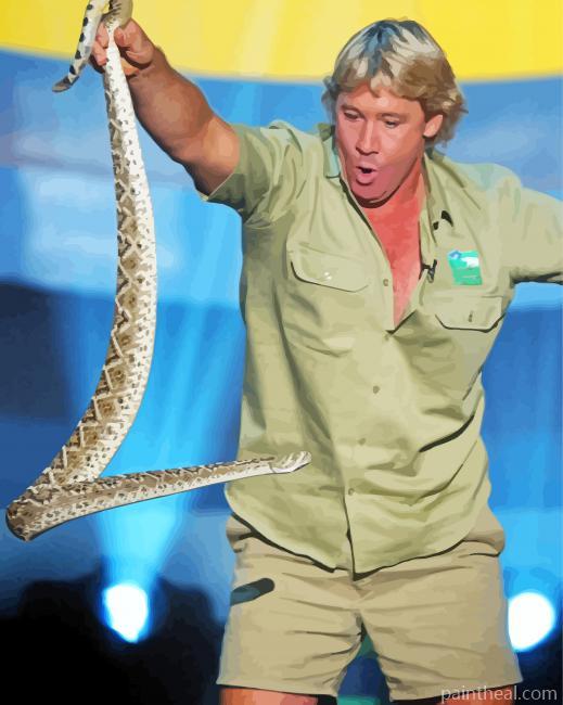 Steve Irwin With A Snake Painting By Numbers Kits
