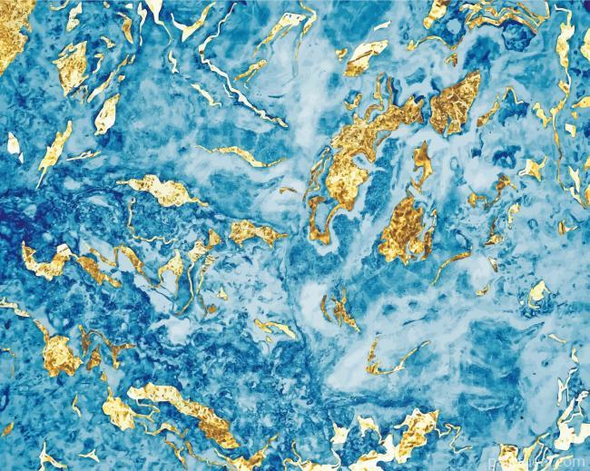 Abstract Blue And Gold Painting By Numbers Kits