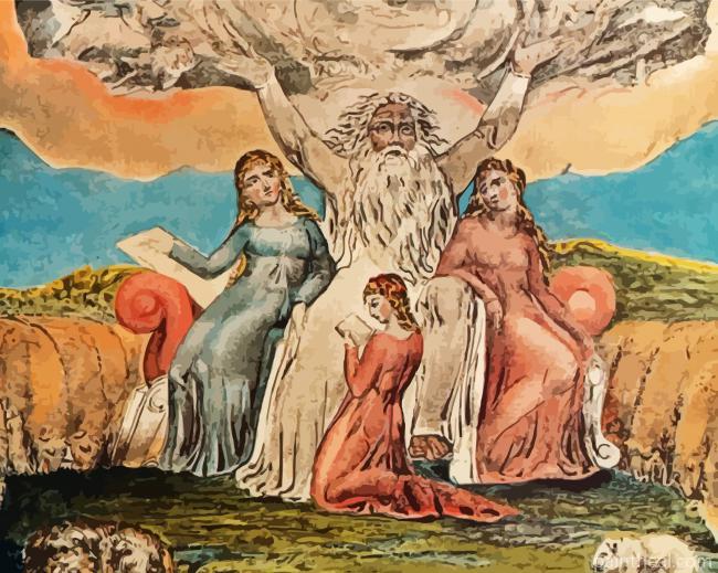 Job And His Daughters By William Blake Painting By Numbers Kits