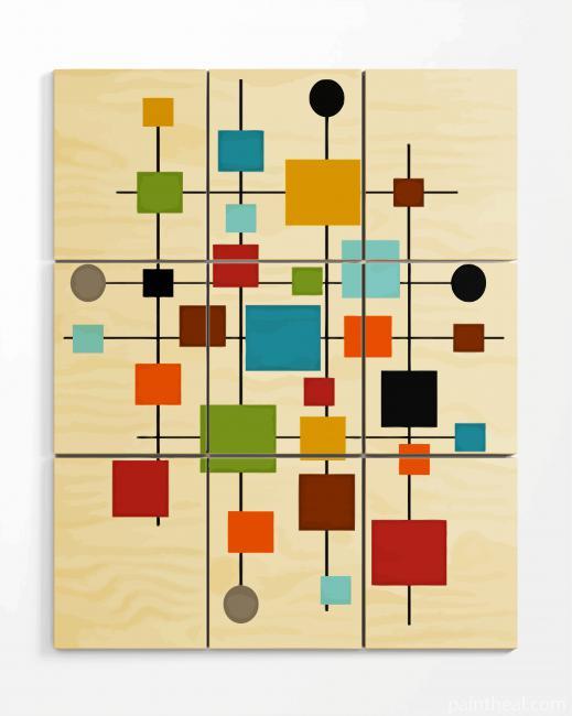 Mid Century Modern Art Wood Wall Painting By Numbers Kits