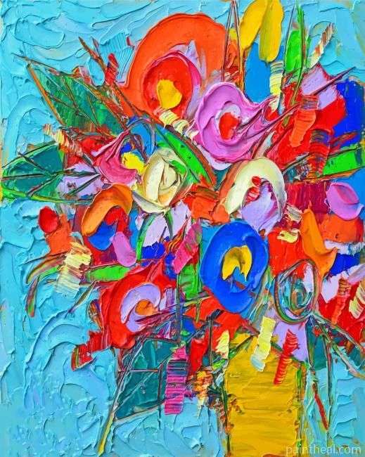 Abstract Vase Of Flowers Painting By Numbers Kits