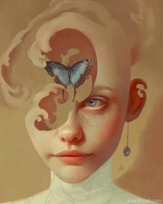 Woman Head With Butterfly Painting By Numbers Kits