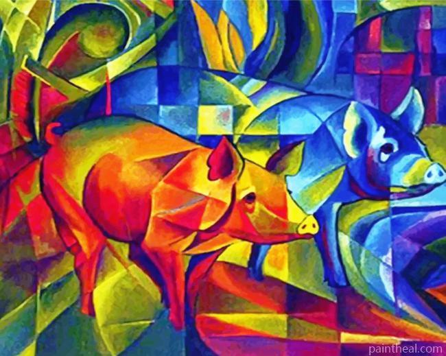 Abstract Pigs Painting By Numbers Kits