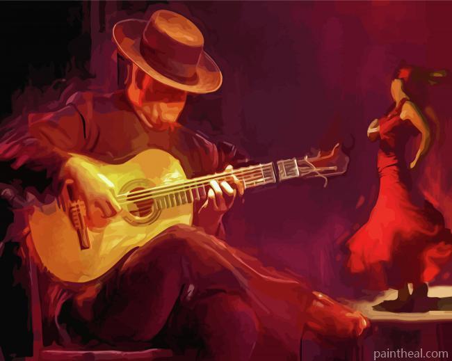 Flamenco Guitar Player and Dancer Painting By Numbers Kits