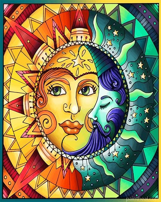 Sun And Moon Art Painting By Numbers Kits