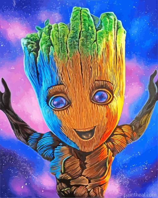 Galaxy Baby Groot Painting By Numbers Kits