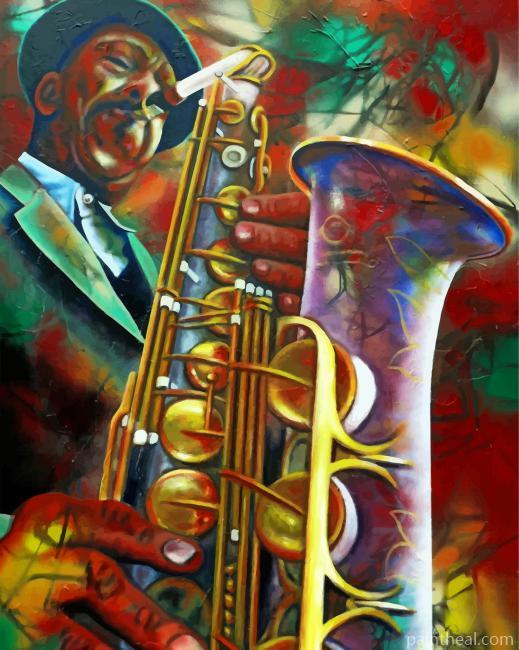 Black Man Playing Saxophone Painting By Numbers Kits