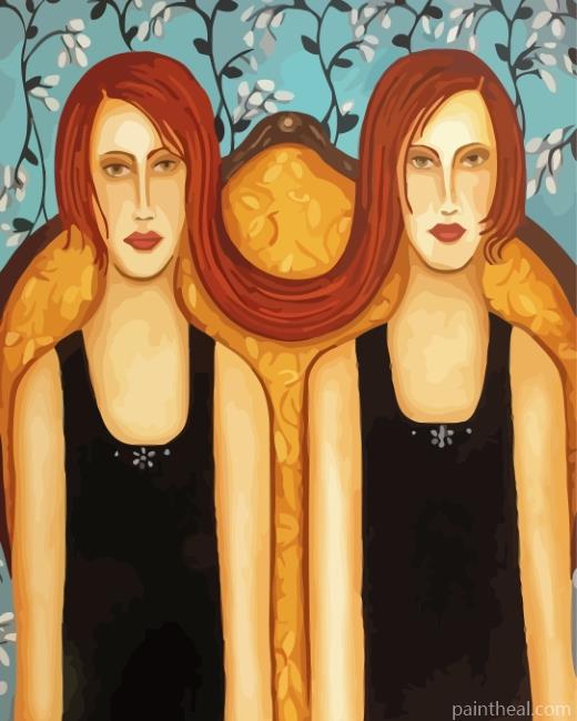 Twins Girls Art Painting By Numbers Kits