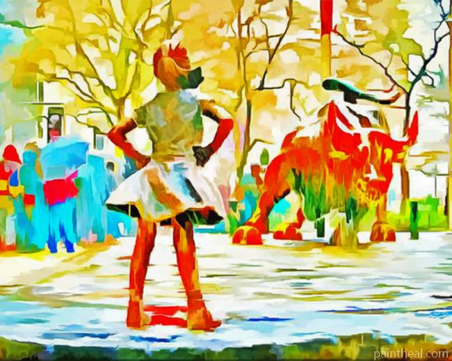 Abstract Fearless Girl Bull Painting By Numbers Kits