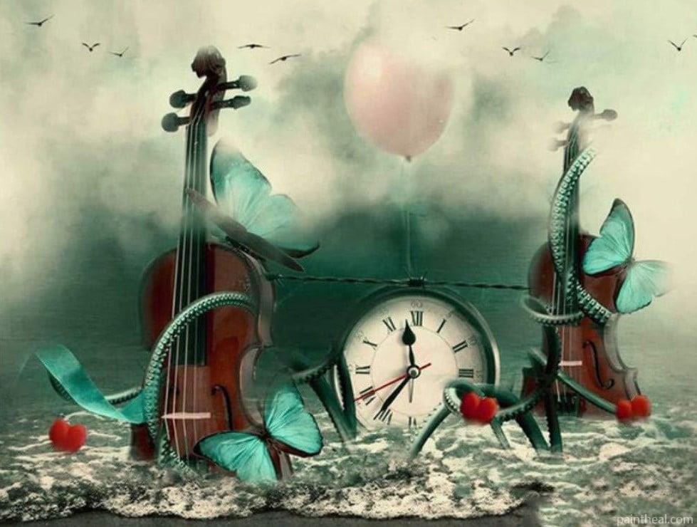 Violins And Clocks Painting By Numbers Kits