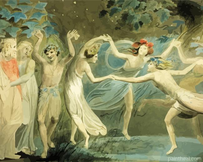Oberon Titania And Puck With Fairies Dancing Painting By Numbers Kits