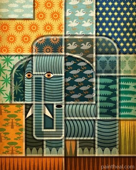 Elephant Abstract Art Painting By Numbers Kits