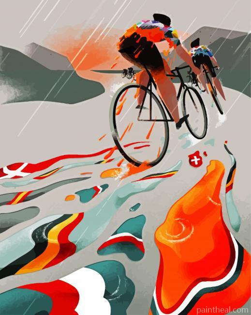 Aesthetic Cyclists Illustration Painting By Numbers Kits